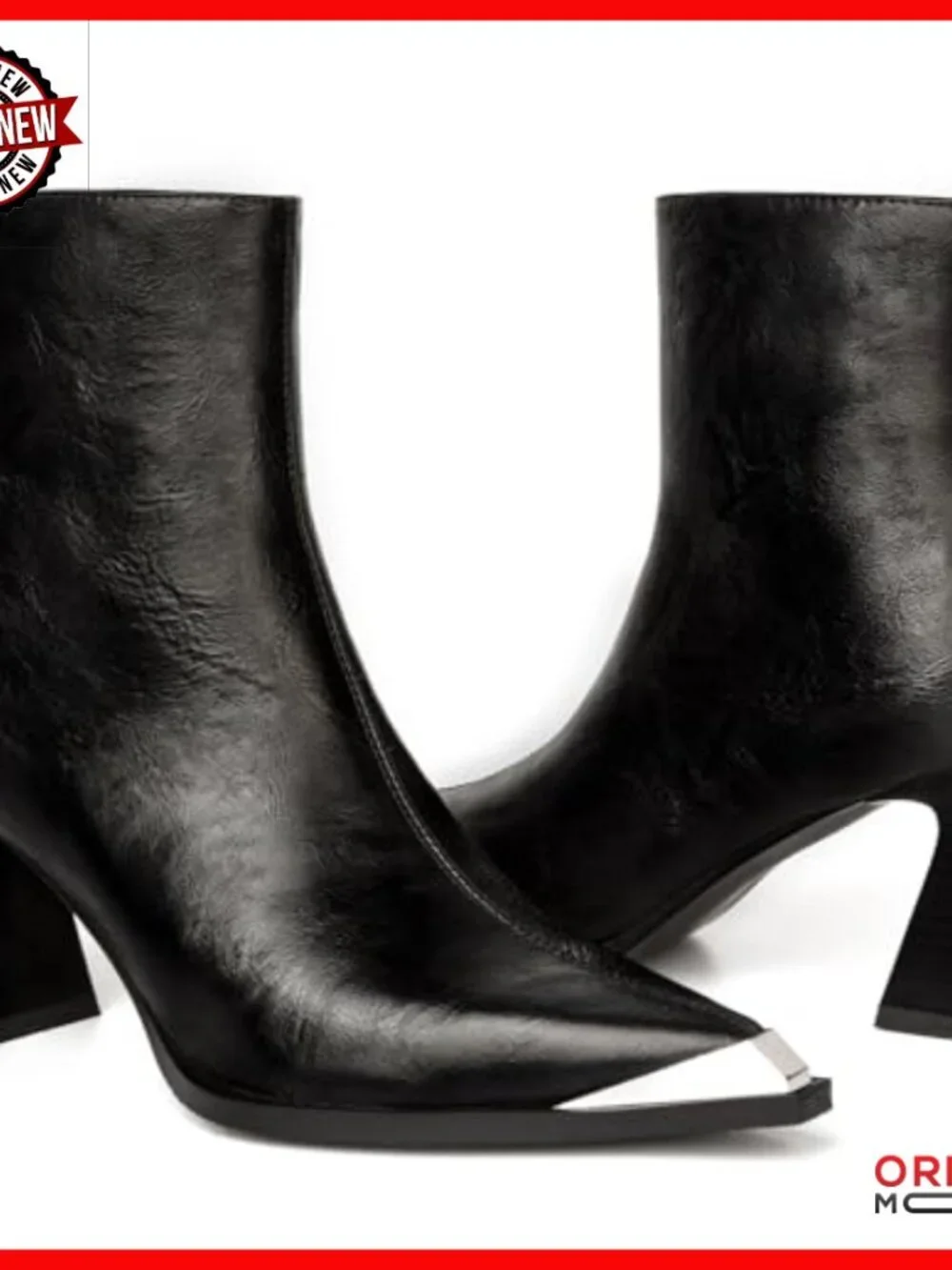 Pointed Toe Ankle Boots with Chunky Heel and Side Zipper